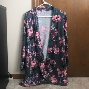 Mid-length floral cardigan